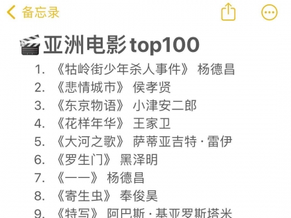 釜山电影节评选的亚洲top100，你看过哪些？