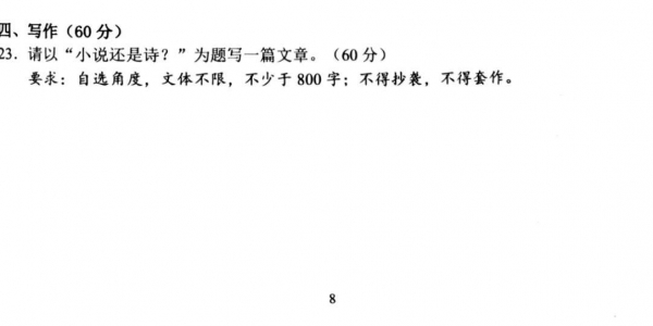 《小说还是诗？》2025年南京高二联考作文题