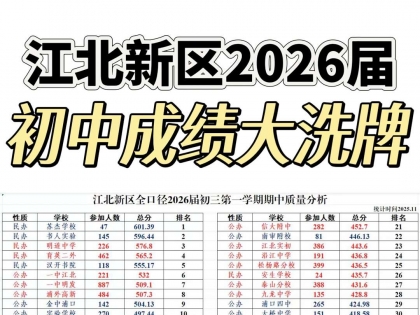 江北新区2026届初中成绩大洗牌